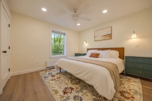 Serene 2-bedroom apartment with WiFi in Ellsworth with a backyard stream.