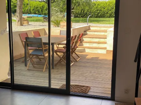 Quiet house surrounded by vineyards and overlooking the château.