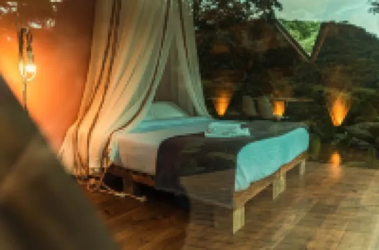 Deva Dome - geodesic, Atlantic forest and waterfall