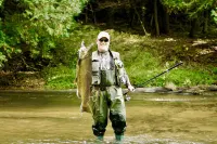 Charming 2-bedroom house with intimate Betsie River setting, AC, and WiFi