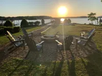 Spectacular Main Lake Sunsets from spacious 4 BR, 3800 sq ft, 1-acre point lot