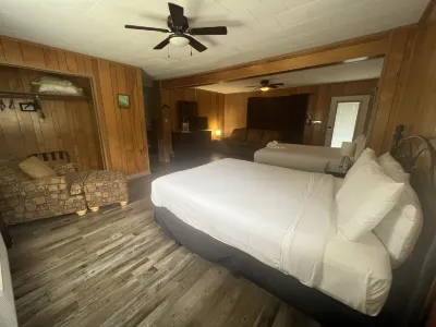 Budget Friendly Queen Studio with Full Kitchen, Two Queen Beds and Sleeper Sofa Hotel Room