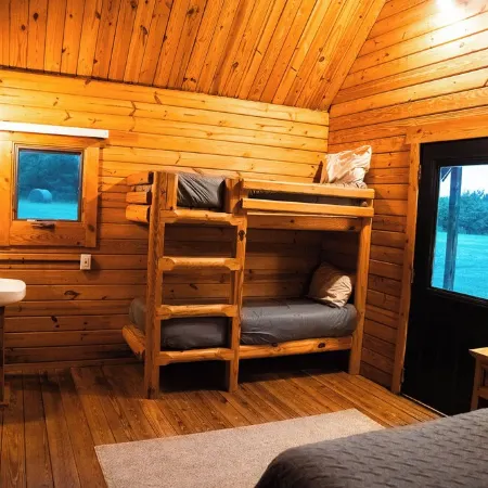 Charming cabin with loft, porch swing, AC, and WiFi on 295-acre peaceful retreat