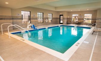 an indoor swimming pool with a slide and diving board , surrounded by windows that let in natural light at Staybridge Suites Washington DC East - Largo