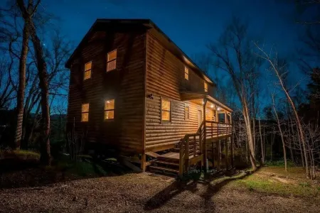 Pet-Friendly Peaceful Cabin Near River w/ Fire Pit + Hot Tub Sleeps 14