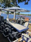 Lakefront cabin, large private dock, & flat backyard oasis. Panoramic views!
