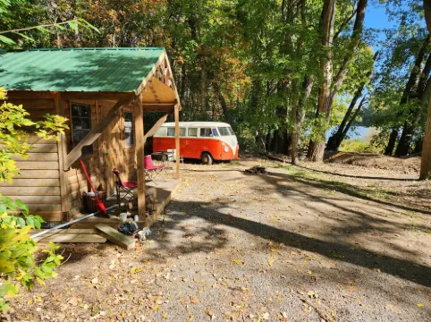VW Bus Campsite & Very Small Cabin on the Water!