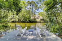 Lagoon-Front Retreat w/ Pool, Spa, Game Room & Private Dock Short Walk to Beach