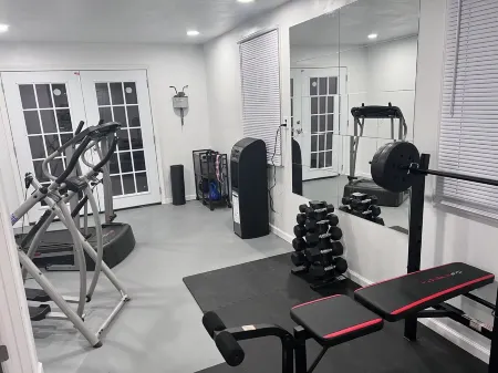 Farmhouse Themed Danville Vacation Home with pool table & gym