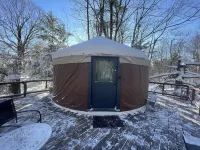 A yurt in the trees.  Close to Portland but close to nature.  Treeyurt Maine