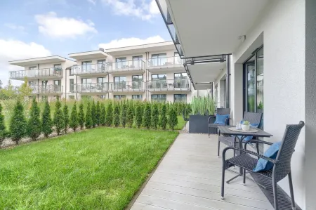 Ground floor apartment with a garden in Niechorze