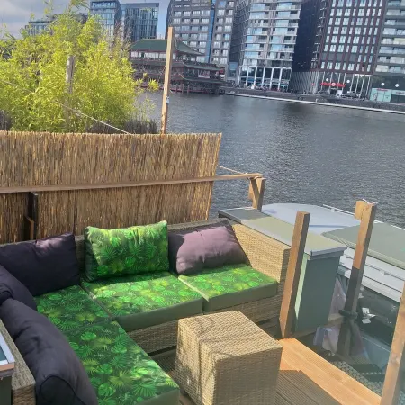 Boat with a view in center of Amsterdam