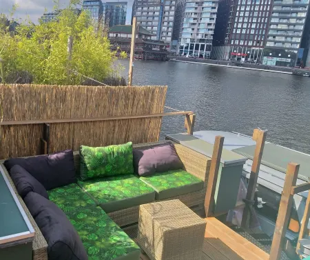 Boat with a view in center of Amsterdam