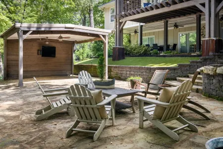 Lake Allatoona house with private dock, hot tub & fire pit. Family and groups!