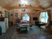 White Mountain scenic river camp with cozy cabin