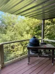 Private Mountain View cabin on 5 acres, great patio with creek below back patio.
