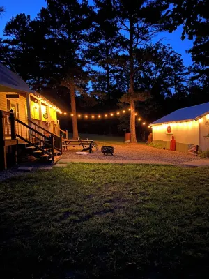 Rustic cabin on 80 acres with access to hiking and ATV trails.