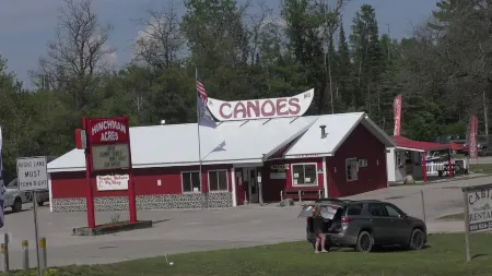 A Stream  runs through it. Comfy little cabin with a stream by your bedroom.