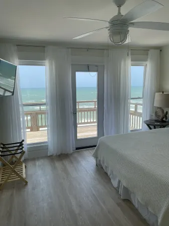 Panoramic view of the sugar white sand and the sparkling Emerald waters