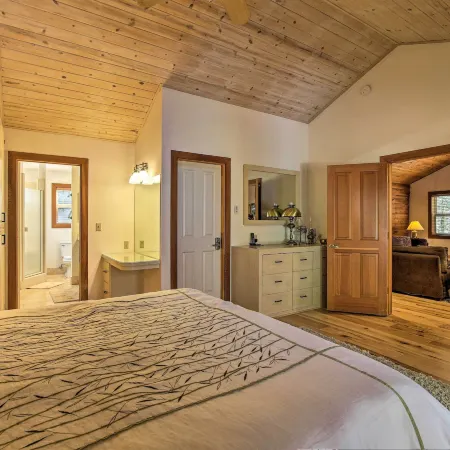 5 Mi to Hiking: Custom Cabin w/ Deck in Arnold!
