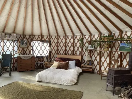 Cozy mountain yurt on an organic farm
