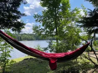 Cozy Adirondack cabin with private dock and kayaks, feet from Adirondack Lake