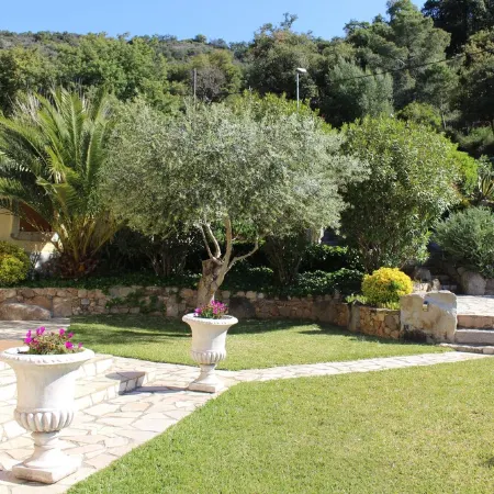 Beautiful house surrounded by an idyllic garden with salt water pool.