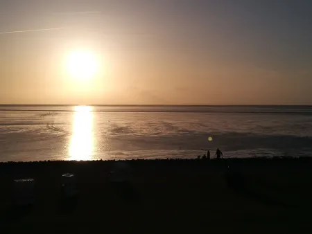 Apartment with private wooden terrace and beach chair