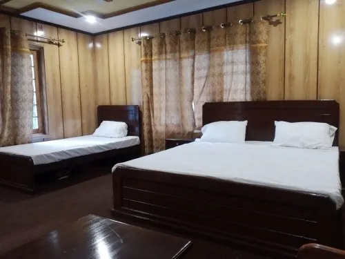 Mountain view with big garden and beautiful view of apricots  cherry, treesand .