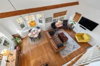 Relax and unwind in a tranquil space one block from the beach