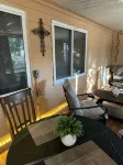 RV in foothills located near stores. Smoking area with fire pit provided.