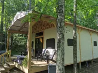 Custom Design Safari Tent Overlooking a Serene Running Creek & Natural Waterfall - Boutique