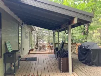 Lake Pokegama recreational cabin with private sandy beach and diving platform.