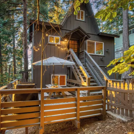 A-Frame Retreat Chic and Modern Forest Views Hammock Outdoor Dining Decks