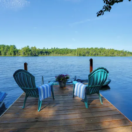 Private Dock & Deck: Tranquil Dam Pond Cottage!