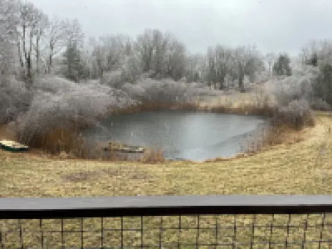 Cozy cabin in charming Kenoza Lake with WiFi, AC, pond,fire pit, lotof amenities