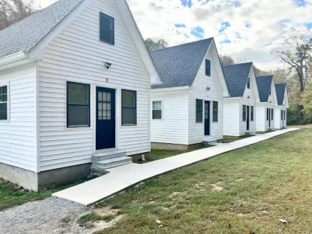 Crappie Tiny Cabin on Lake with Jumpy House