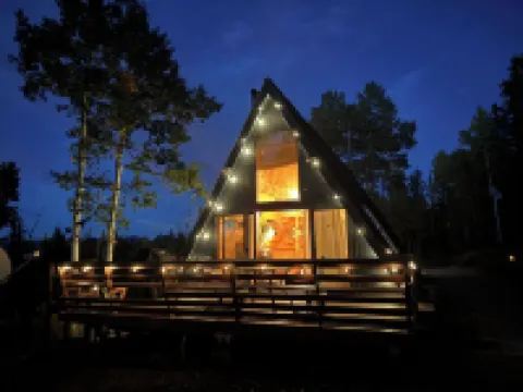 New!  Cozy 2-bedroom A-Frame with Hot Tub, Fire Pit, WiFi, AC and VIEWS!