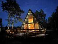 New!  Cozy 2-bedroom A-Frame with Hot Tub, Fire Pit, WiFi, AC and VIEWS!