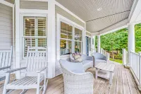 Lakeview home with private pickleball court, firepits, fireplace, & full kitchen