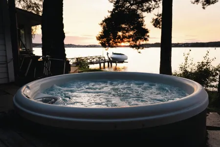 House with hot tub on the beach near Stockholm