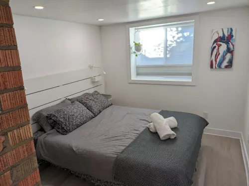 The Apartment.  Cozy one bedroom modern place.  Close to downtown and breweries