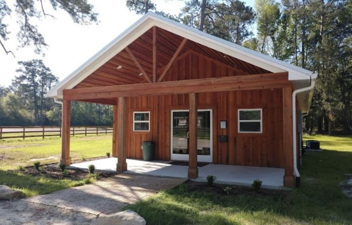 Newly constructed waterfront cabin C1 with pond and Trinity River views