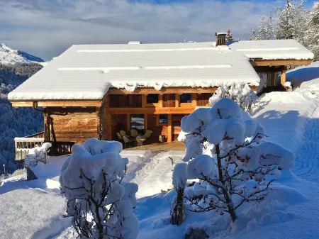 Chalet Les Brevins 5 stars, breathtaking 360° views, Spa, Hammam, Billiards Отели в г. Manigod