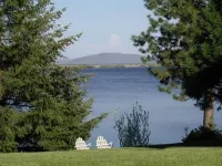 Beautiful view of the lake with patio and BBQ.