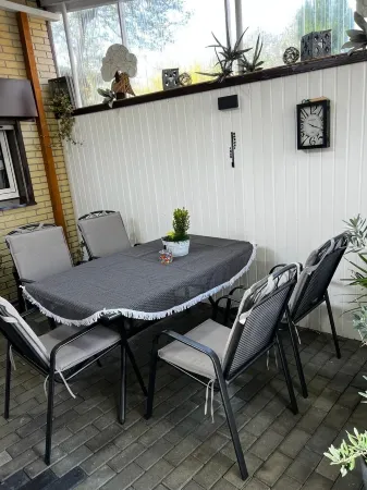 Modern vacation apartment with covered terrace