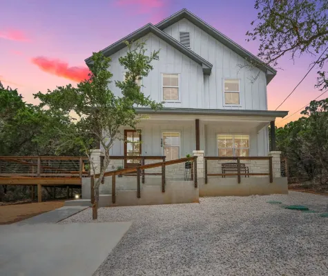 NEW! Modern Hill Country Hideaway Deck Firepit Games