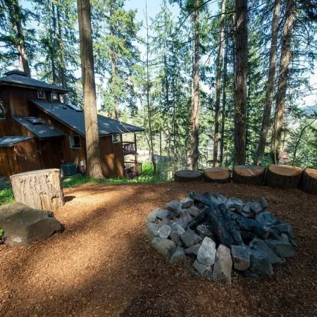 Tranquil Forested Cabin with Sauna, Home Gym, & AC