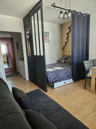 At the foot of the ski resort with a view of the slopes