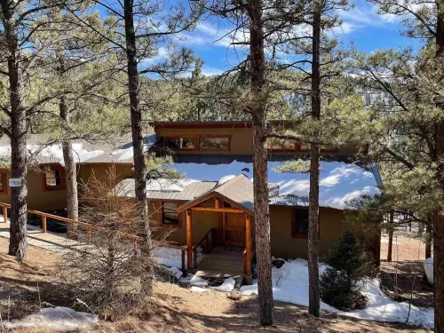 Walk to ski & trails! Luxury lodge, sleeps 17, hot tub, fire pit & fenced yard.